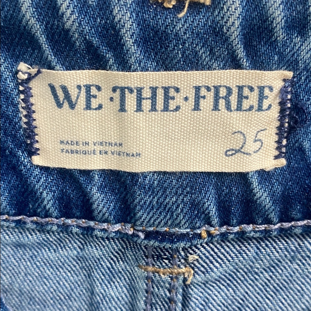 Free People We The Free Madison Blue Denim Midi Skirt Front Slit Casual Size 25 - Picture 6 of 9